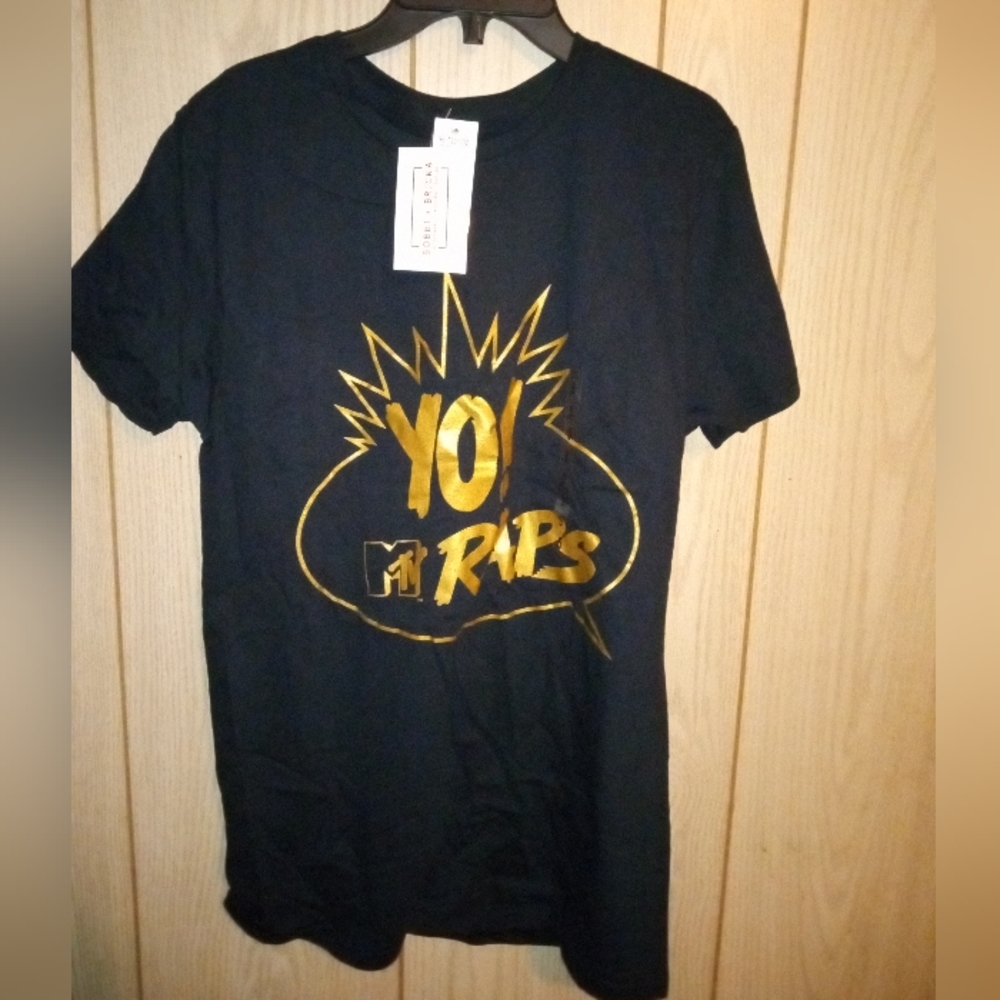 MTV Black & Gold Yo MTV Raps Shirt size S